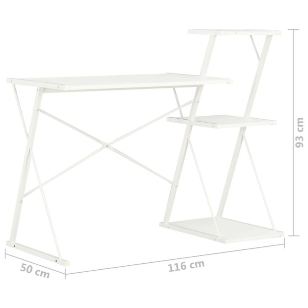 Desk With Shelf White 116x50x93 Cm Image 7