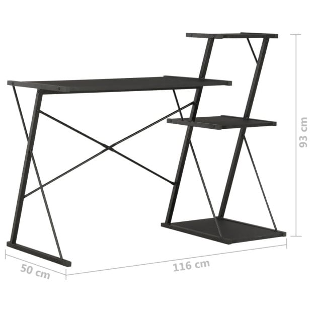 Desk With Shelf Black 116x50x93 Cm Image 7