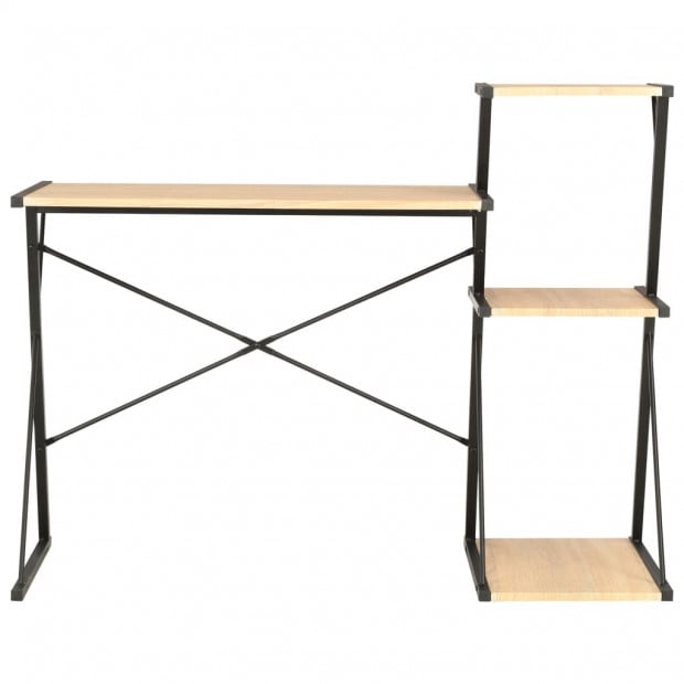 Desk With Shelf Black And Oak 116x50x93 Cm Image 2