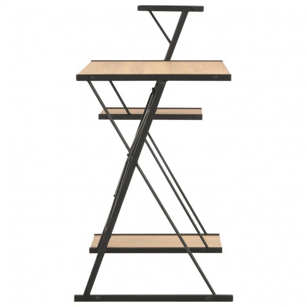 Desk With Shelf Black And Oak 116x50x93 Cm Image 3