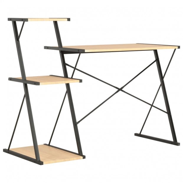 Desk With Shelf Black And Oak 116x50x93 Cm Image 4