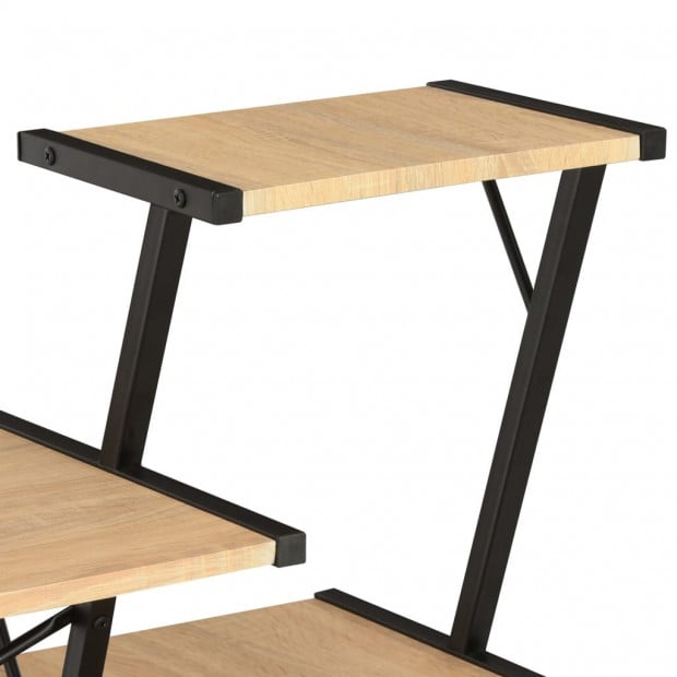 Desk With Shelf Black And Oak 116x50x93 Cm Image 5