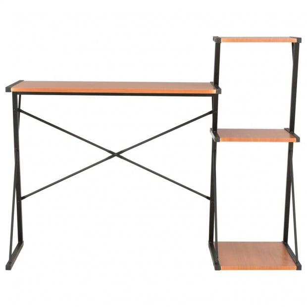 Desk With Shelf Black And Brown 116x50x93 Cm Image 2