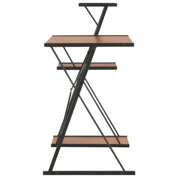 Desk With Shelf Black And Brown 116x50x93 Cm Image 3
