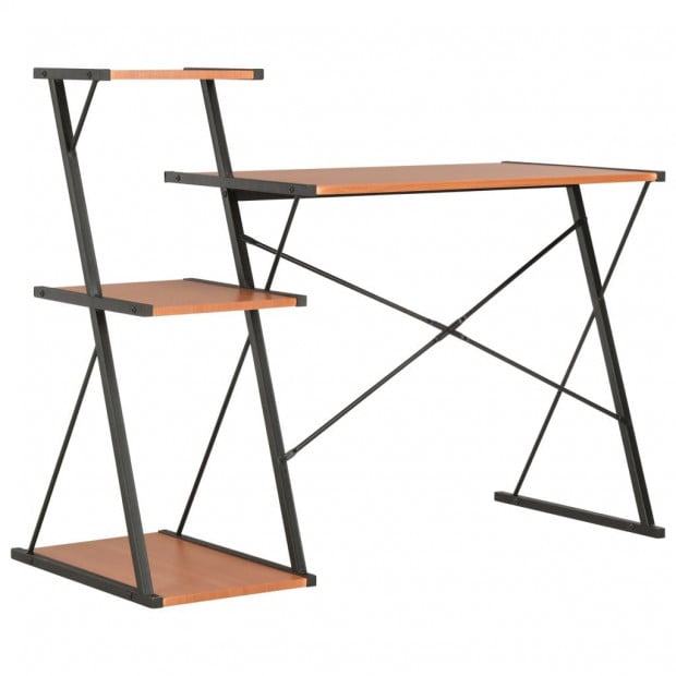 Desk With Shelf Black And Brown 116x50x93 Cm Image 4