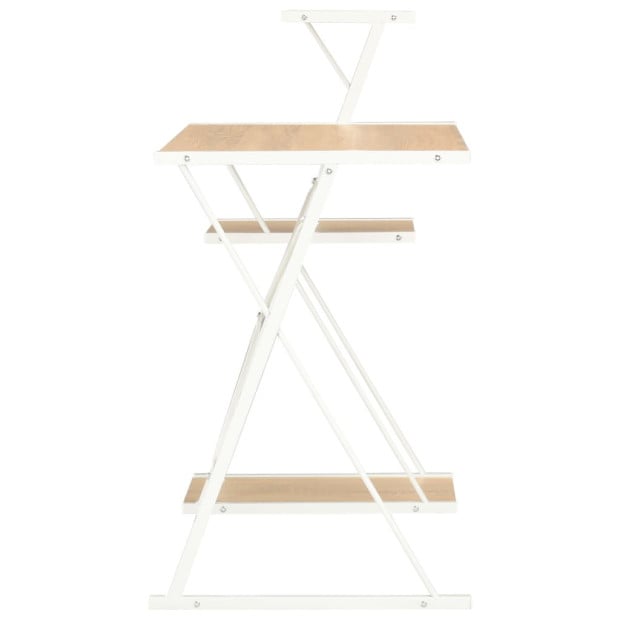 Desk With Shelf White And Oak 116x50x93 Cm Image 3