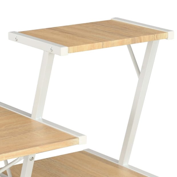 Desk With Shelf White And Oak 116x50x93 Cm Image 5