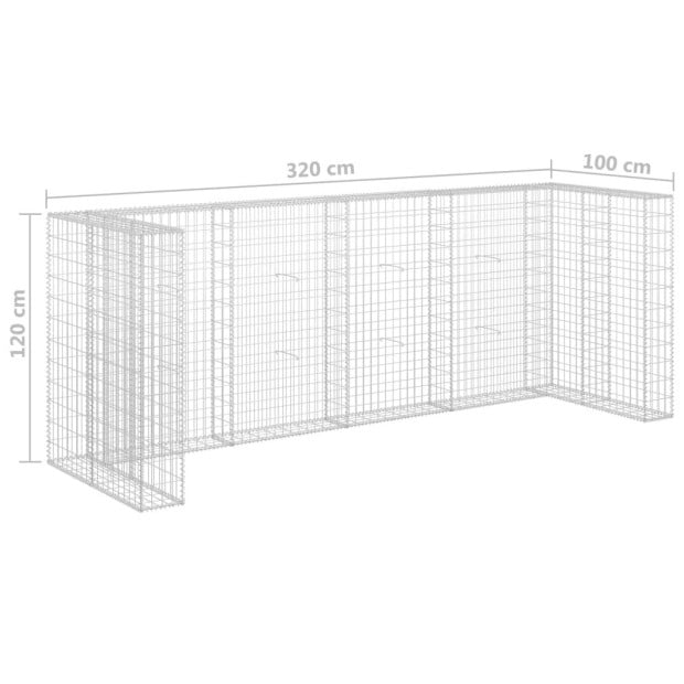 Gabion Wall For Garbage Bins Galvanised Steel 320x100x120 Cm Image 7