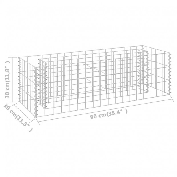 Gabion Raised Bed Galvanised Steel 90 x 30 x 30cm Image 7