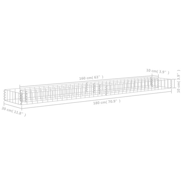 Gabion Raised Bed Galvanised Steel 180x30x10 Cm Image 6