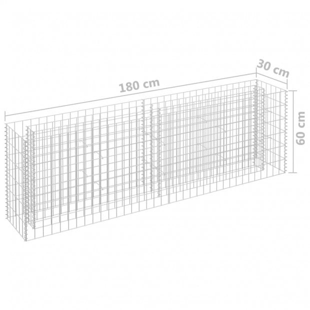 Gabion Raised Bed Galvanised Steel 180x30x60cm Image 7
