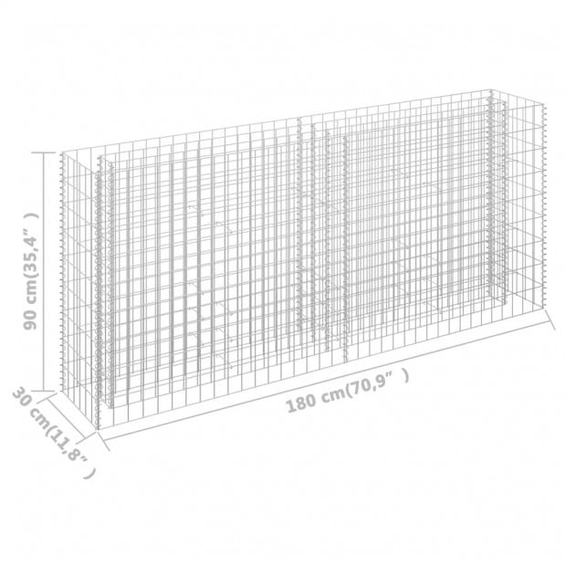 Gabion Raised Bed Galvanised Steel 180x30x90cm Image 7