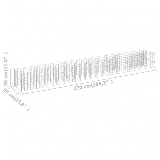 Gabion Raised Bed Galvanised Steel 270x30x30cm Image 7