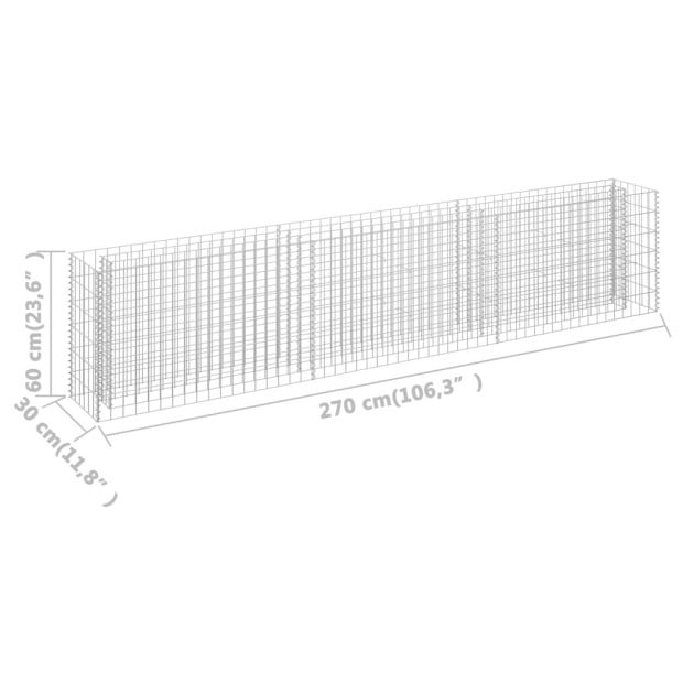 Gabion Raised Bed Galvanised Steel 270x30x60 Cm Image 7