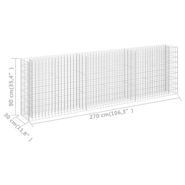 Gabion Raised Bed Galvanised Steel 270x30x90 Cm Image 7