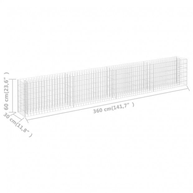 Gabion Raised Bed Galvanised Steel 360x30x60cm Image 7