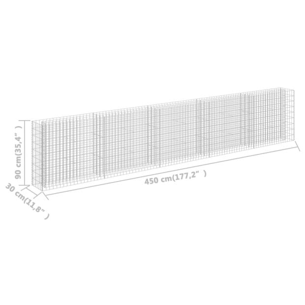 Gabion Raised Bed Galvanised Steel 450x30x90 Cm Image 7