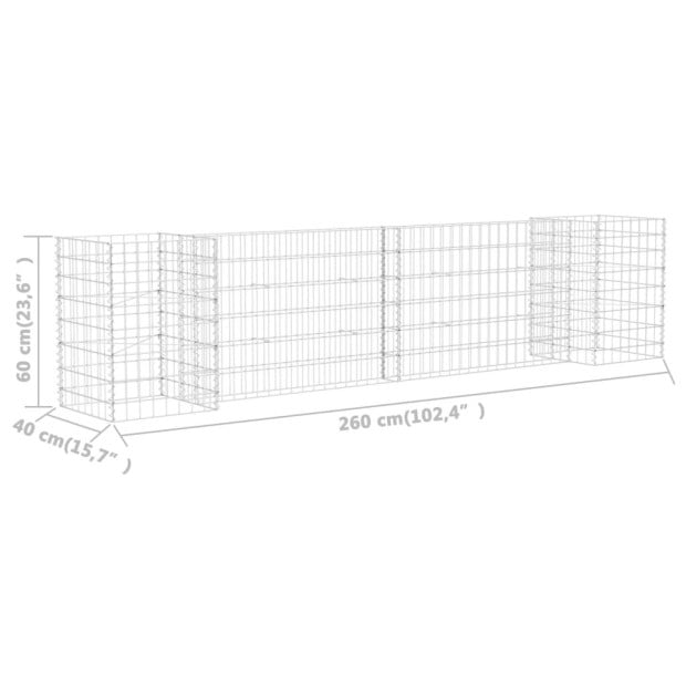 H-shaped Gabion Planter Steel Wire 260x40x60 Cm Image 6