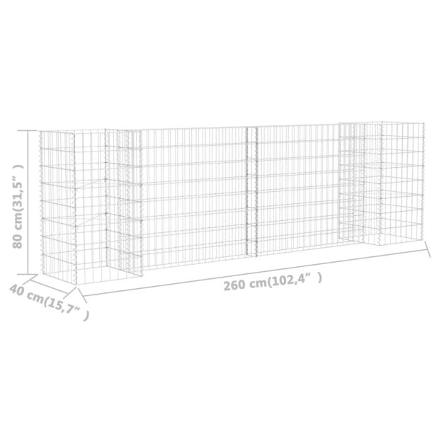 H-shaped Gabion Planter Steel Wire 260x40x80 Cm Image 6
