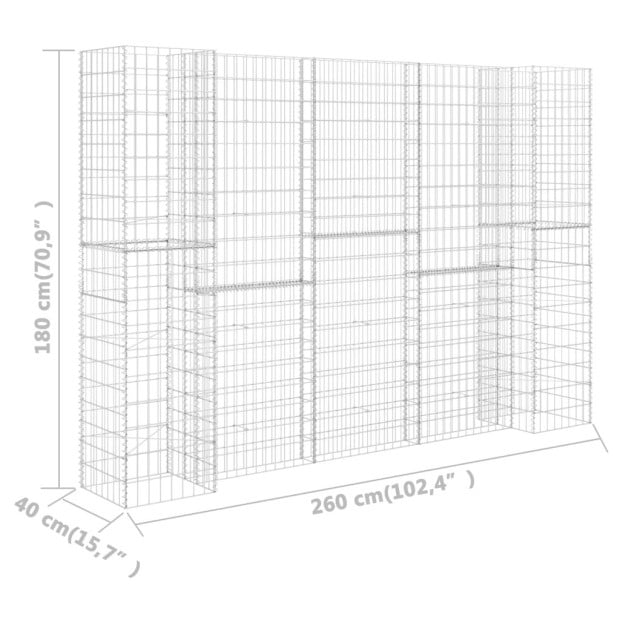 H-shaped Gabion Planter Steel Wire 260x40x180 Cm Image 6