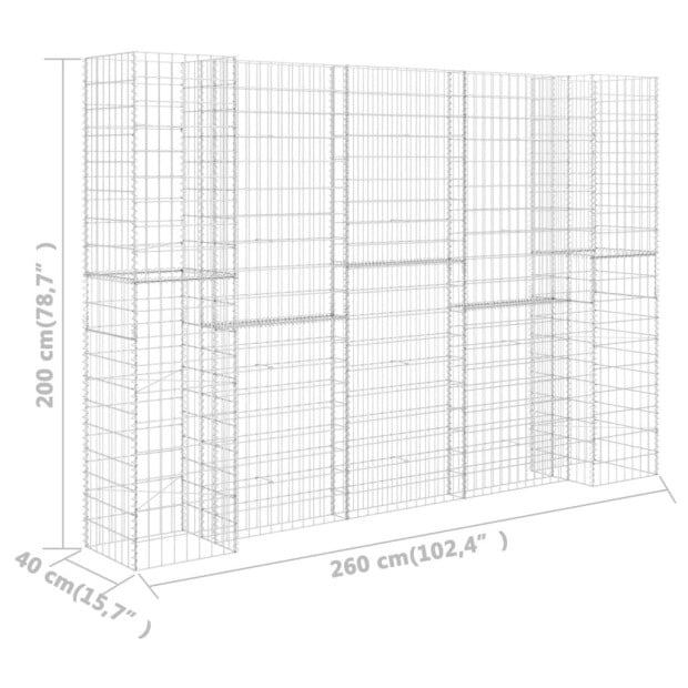 H-shaped Gabion Planter Steel Wire 260x40x200 Cm Image 6