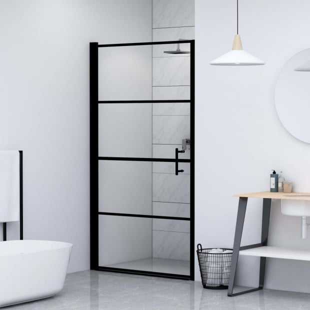 Shower Door Tempered Glass 81x195 Cm Black Image 3