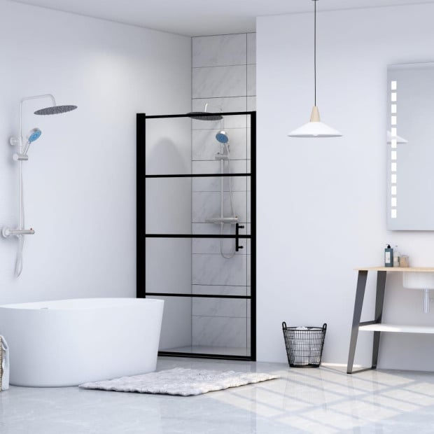 Shower Door Tempered Glass 81x195 Cm Black