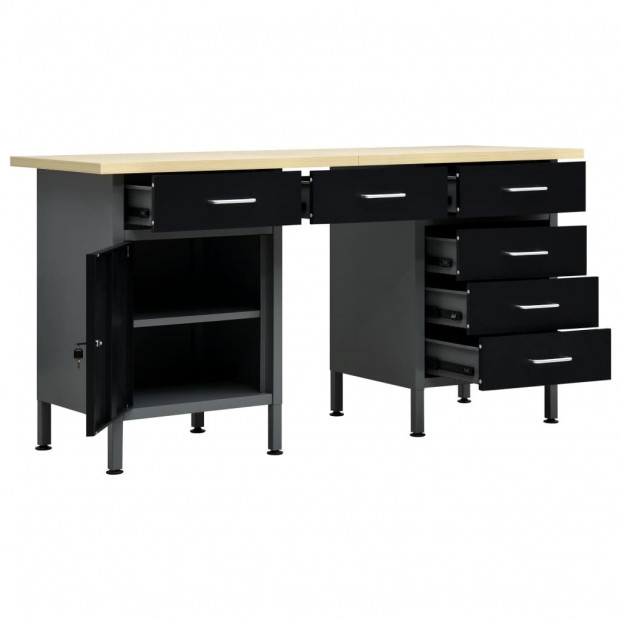Workbench Black 160x60x85 Cm Steel Image 3