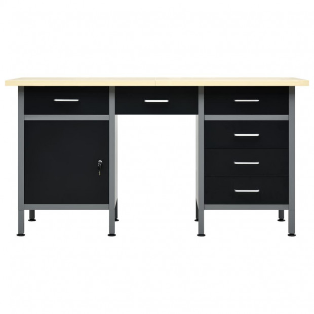 Workbench Black 160x60x85 Cm Steel Image 4