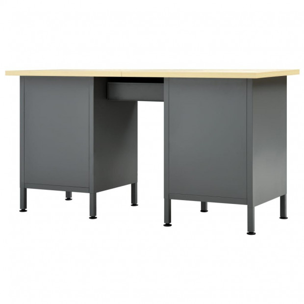 Workbench Black 160x60x85 Cm Steel Image 5