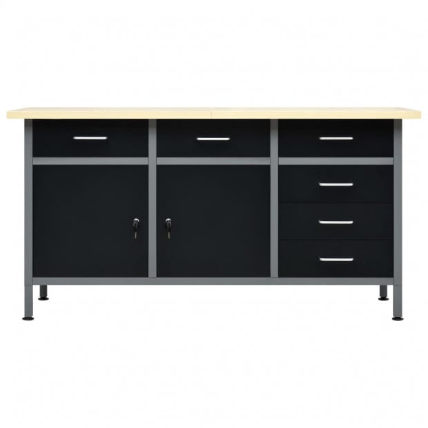 Workbench Black 160x60x85 Cm Steel Image 4