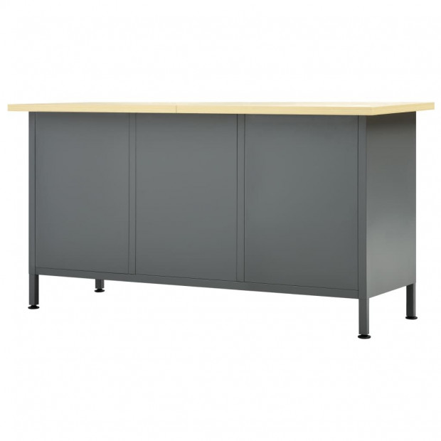 Workbench Black 160x60x85 Cm Steel Image 6