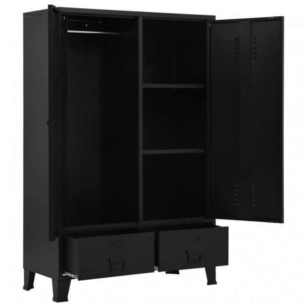 Wardrobe Industrial Black 90x40x140 Cm Steel Image 2