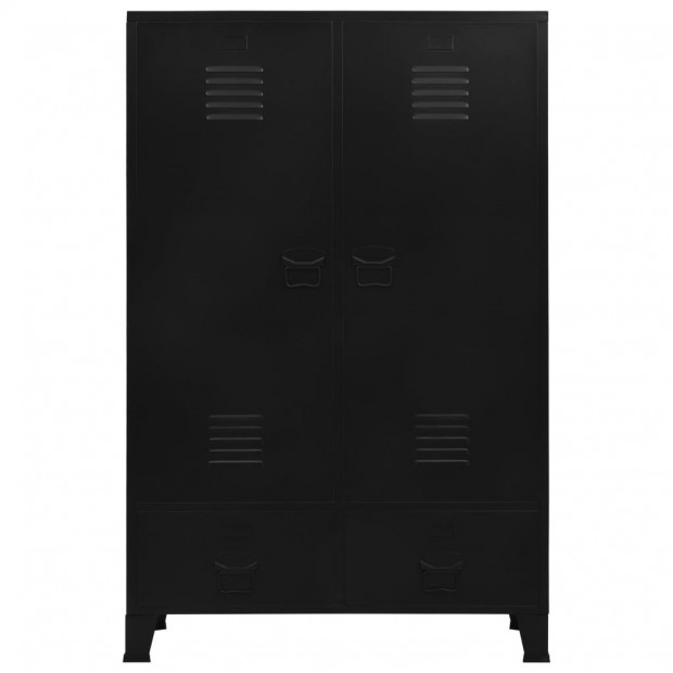 Wardrobe Industrial Black 90x40x140 Cm Steel Image 3