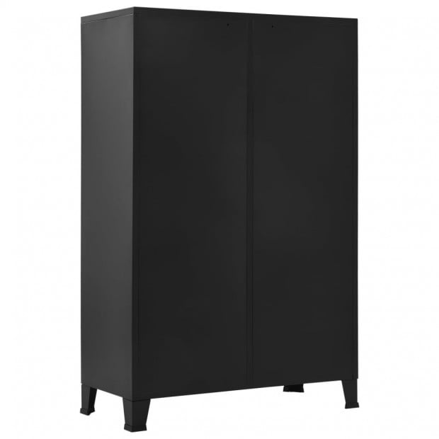 Wardrobe Industrial Black 90x40x140 Cm Steel Image 4