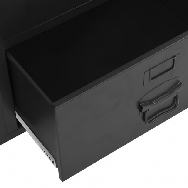 Wardrobe Industrial Black 90x40x140 Cm Steel Image 6