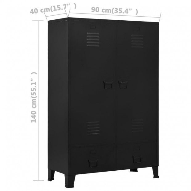 Wardrobe Industrial Black 90x40x140 Cm Steel Image 9