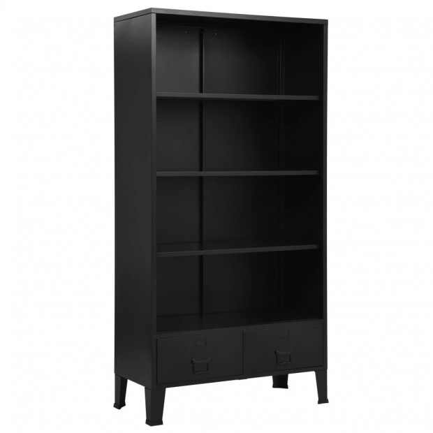 Bookshelf Industrial Black 90x40x180cm Steel