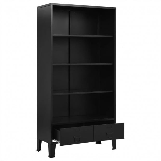 Bookshelf Industrial Black 90x40x180cm Steel Image 3