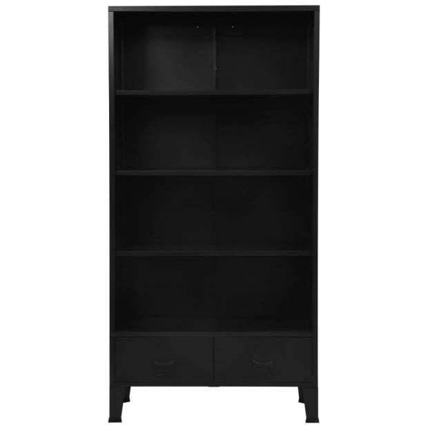 Bookshelf Industrial Black 90x40x180cm Steel Image 4