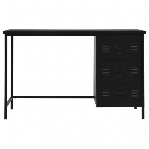 Desk With Drawers Industrial Black 120x55x75 Cm Steel Image 3