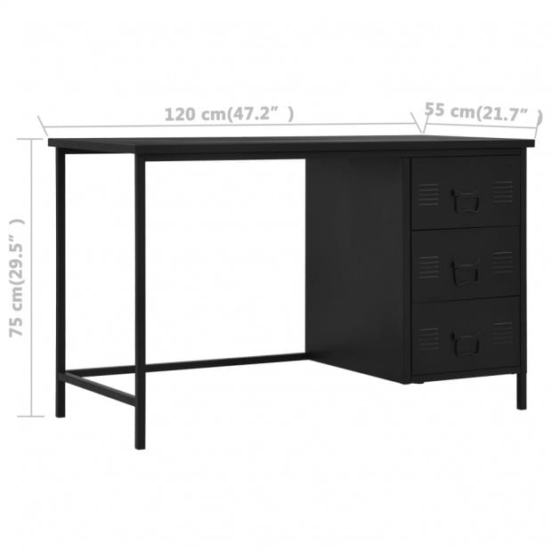 Desk With Drawers Industrial Black 120x55x75 Cm Steel Image 8