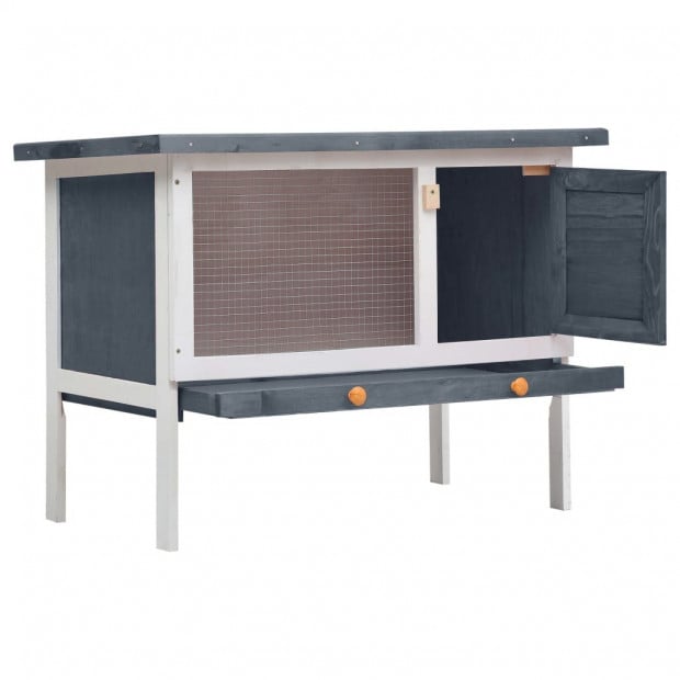 Outdoor Rabbit Hutch 1 Layer Grey Wood Image 2
