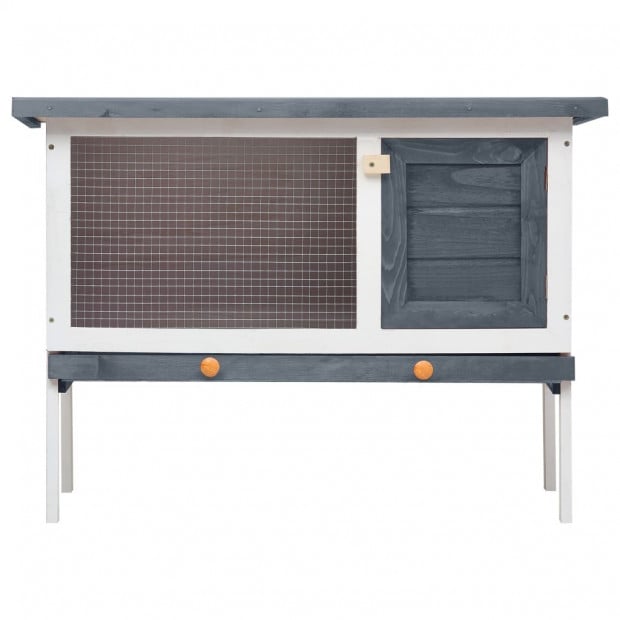Outdoor Rabbit Hutch 1 Layer Grey Wood Image 3