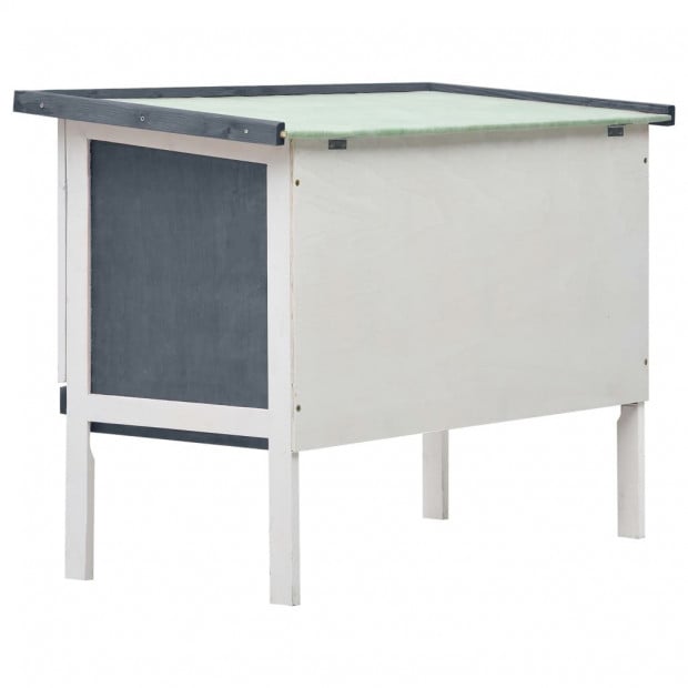 Outdoor Rabbit Hutch 1 Layer Grey Wood Image 5