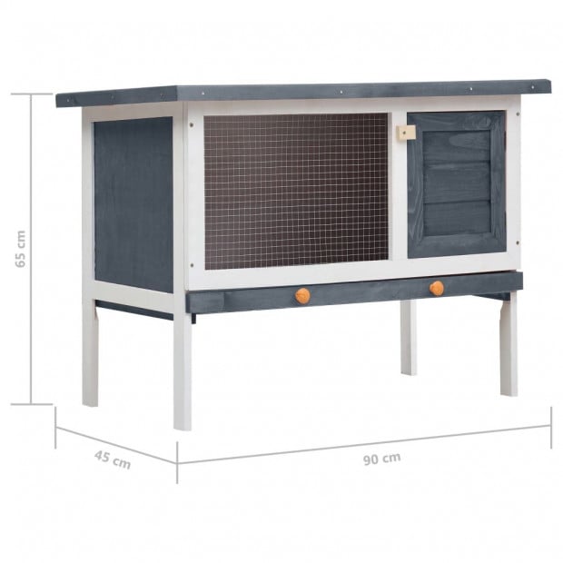 Outdoor Rabbit Hutch 1 Layer Grey Wood Image 7