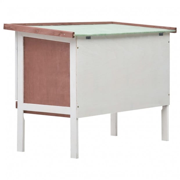 Outdoor Rabbit Hutch 1 Layer Brown Wood Image 5