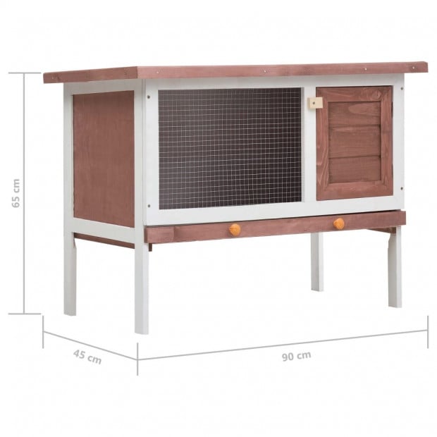 Outdoor Rabbit Hutch 1 Layer Brown Wood Image 7