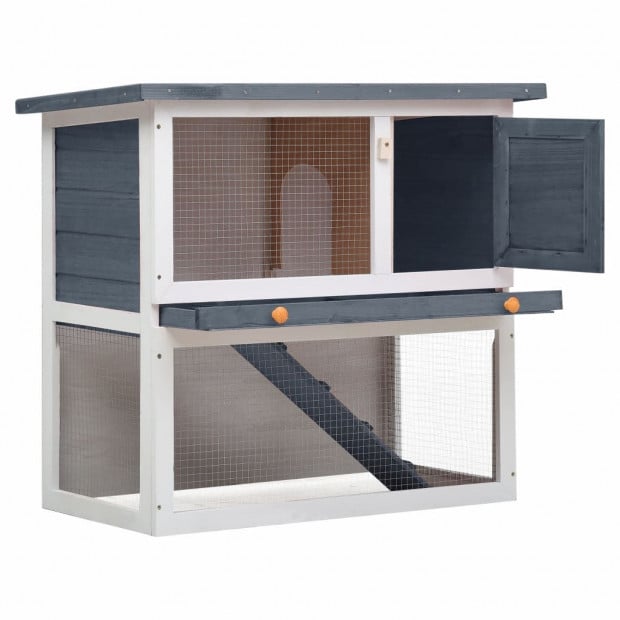 Outdoor Rabbit Hutch 1 Door Grey Wood Image 2