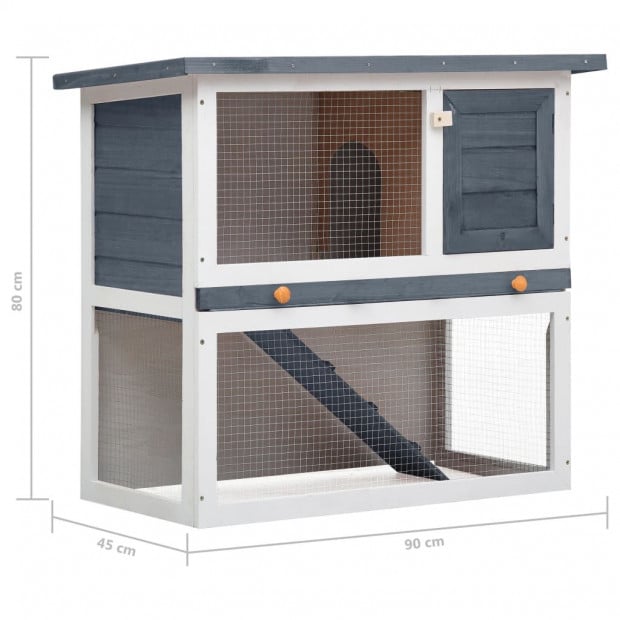 Outdoor Rabbit Hutch 1 Door Grey Wood Image 7